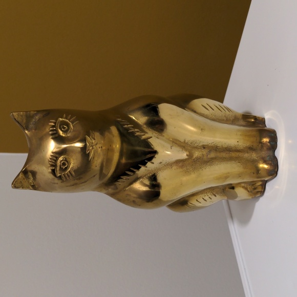 MCM/Vintage Large Brass Cat - Picture 1 of 6